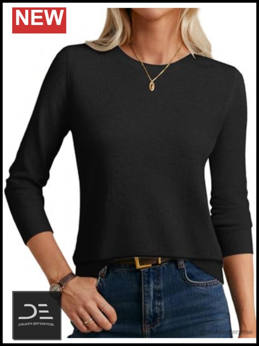 Cashmere Merino Wool Sweater Lightweight Crew Neck Pullover with Socks